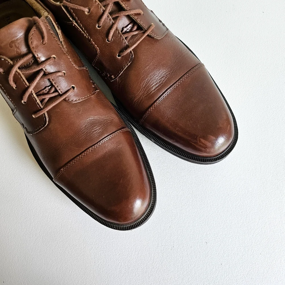 Florsheim Cognac Genuine Leather Captoe Oxford Brown Dress Men's Shoes Sise 13 D